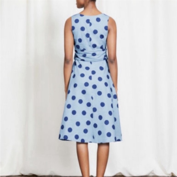 Boden Blue Polka Dot Dress size 8 Long - Picture 6 of 17